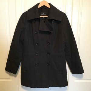 LONDON FOG women's dark grey wool pea coat M